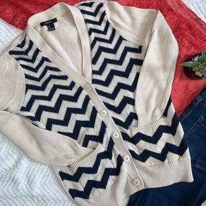 Forever 21 Button-up Cardigan Tan & Blue Size S